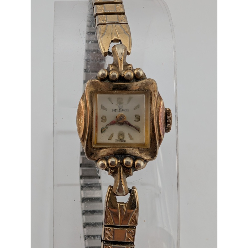 Vintage Helbros Swiss Mechanical Watch 16mm 10K RGF Case Stretch‎ Band- Working